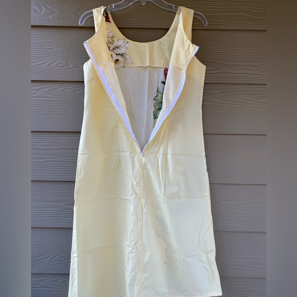 KY's Yellow Tropical Floral Anthurium Orchid Havaiian Midi Tank Dress - Picture 11 of 16